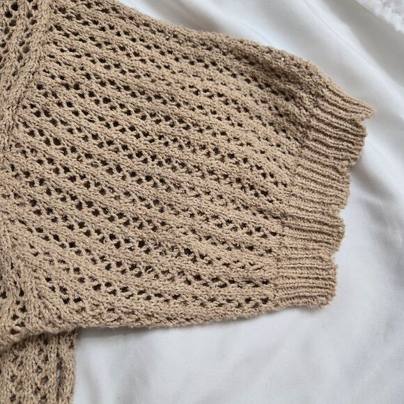 Vintage Chaus Womens Cottage Boho Indie Embroidered Beaded Open Knit Sweater M - Picture 6 of 12